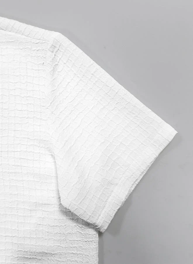 Take Two  Men Textured White Short Sleeve Shirt for Men | Best Price UAE